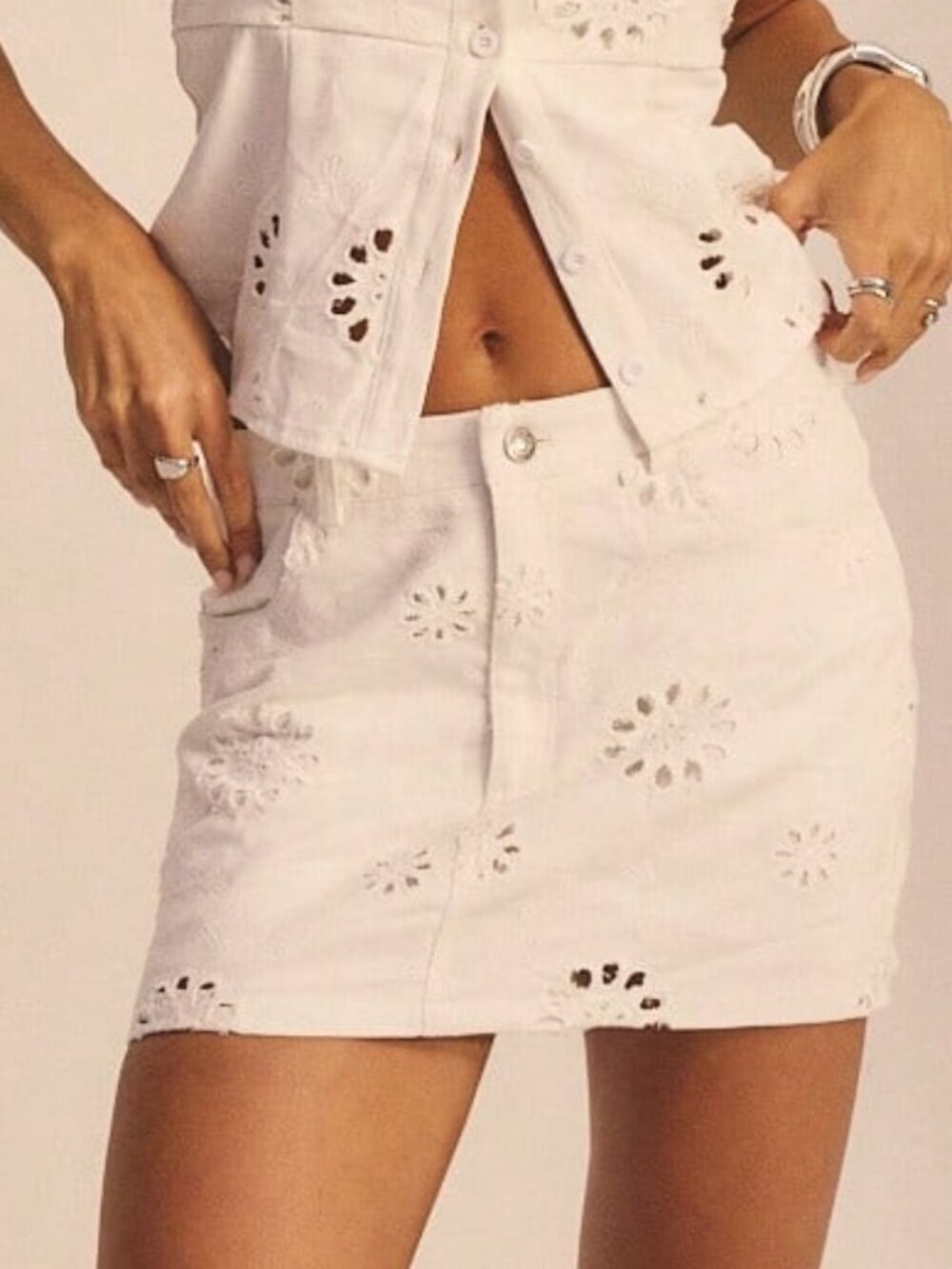 White Sexy Women's A-Line Mini Denim Skirt - Picture 8 of 8